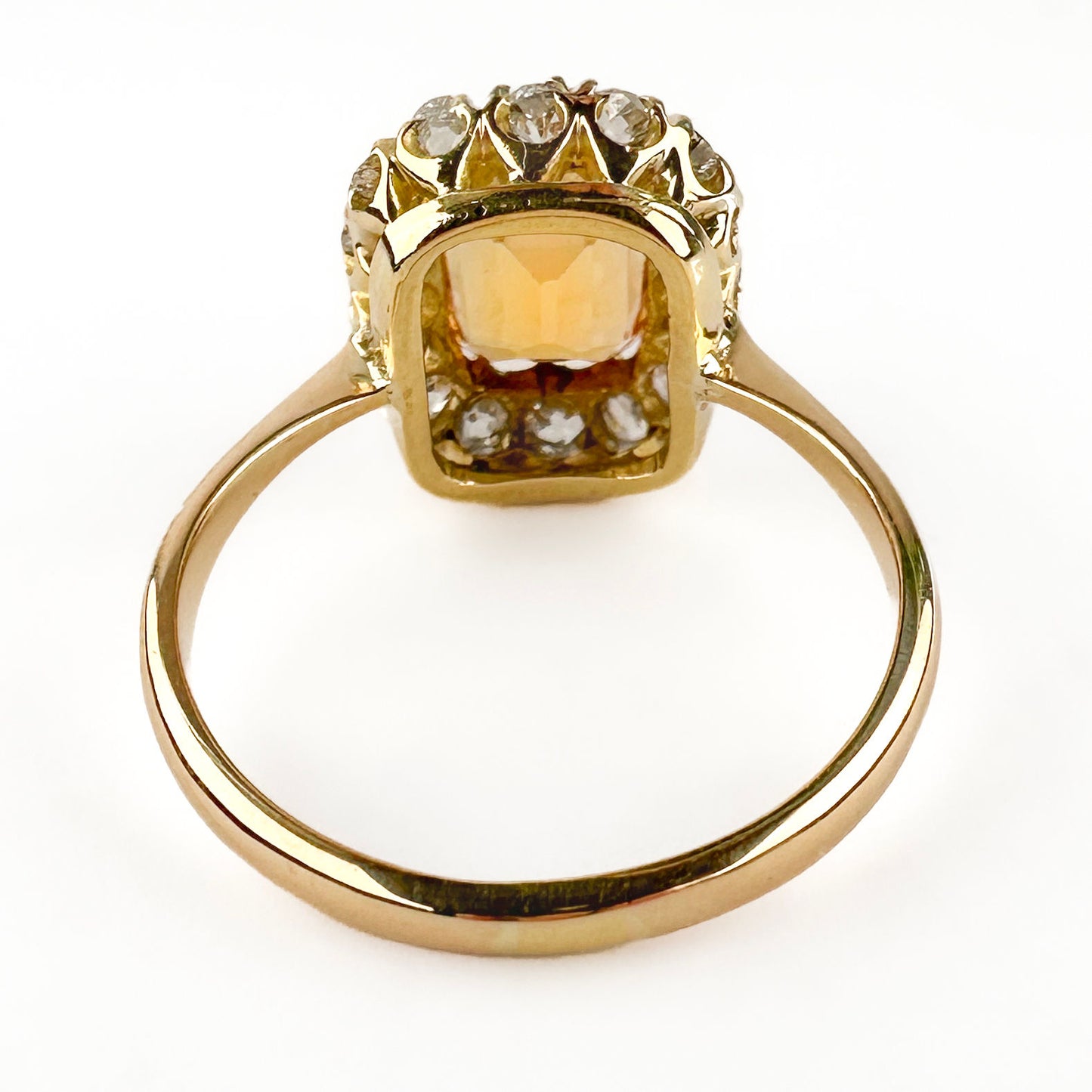Antique 3ct Imperial Topaz and Diamond Cluster Engagement Ring