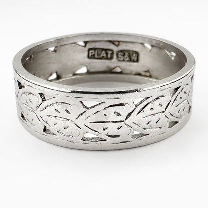 Antique Vintage Art Deco Pierced Platinum Wedding Band Ring