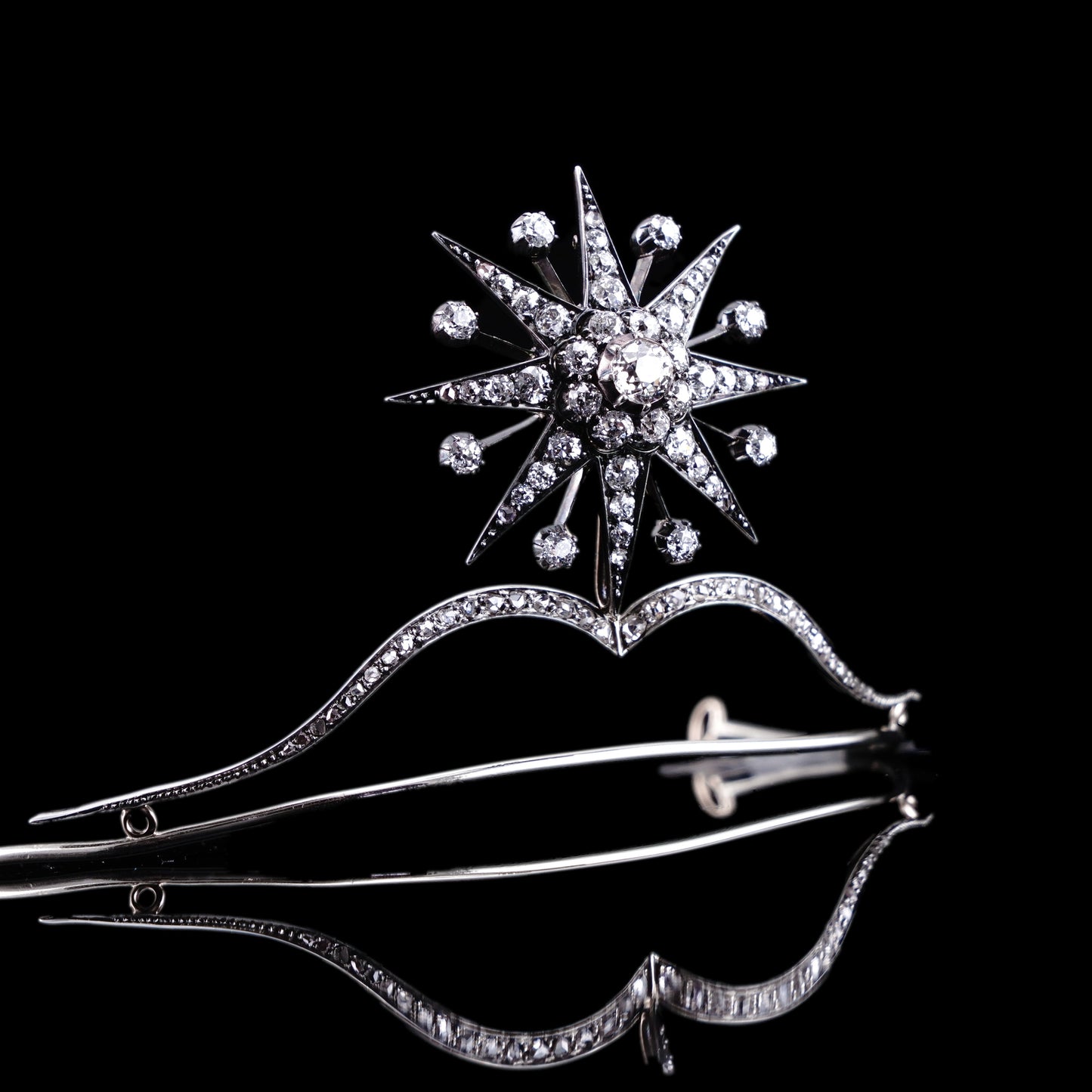 Spectacular Antique Victorian Diamond Tiara with Diamond Star - c.1890