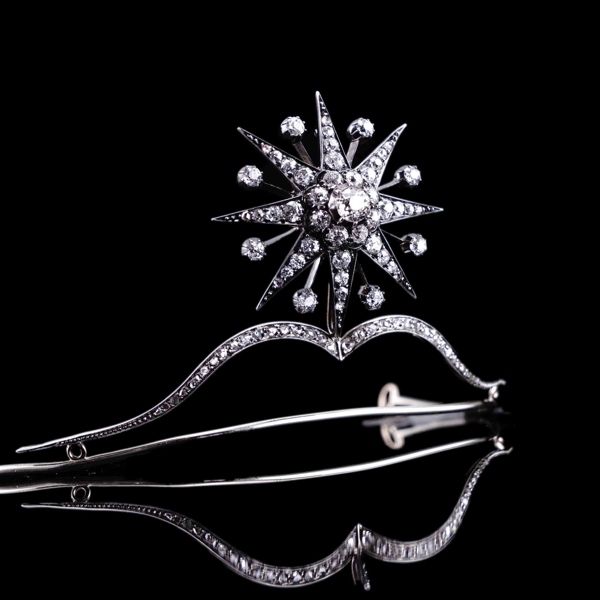 Spectacular Antique Victorian Diamond Tiara with Diamond Star - c.1890