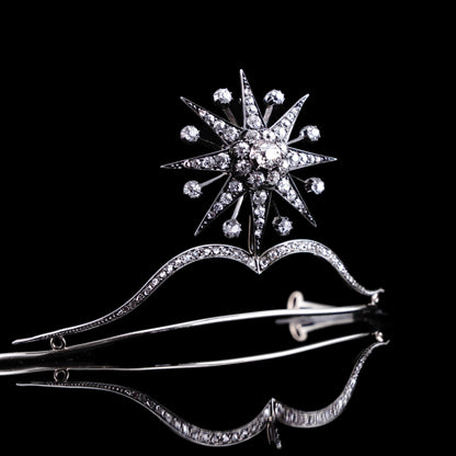 Spectacular Antique Victorian Diamond Tiara with Diamond Star - c.1890