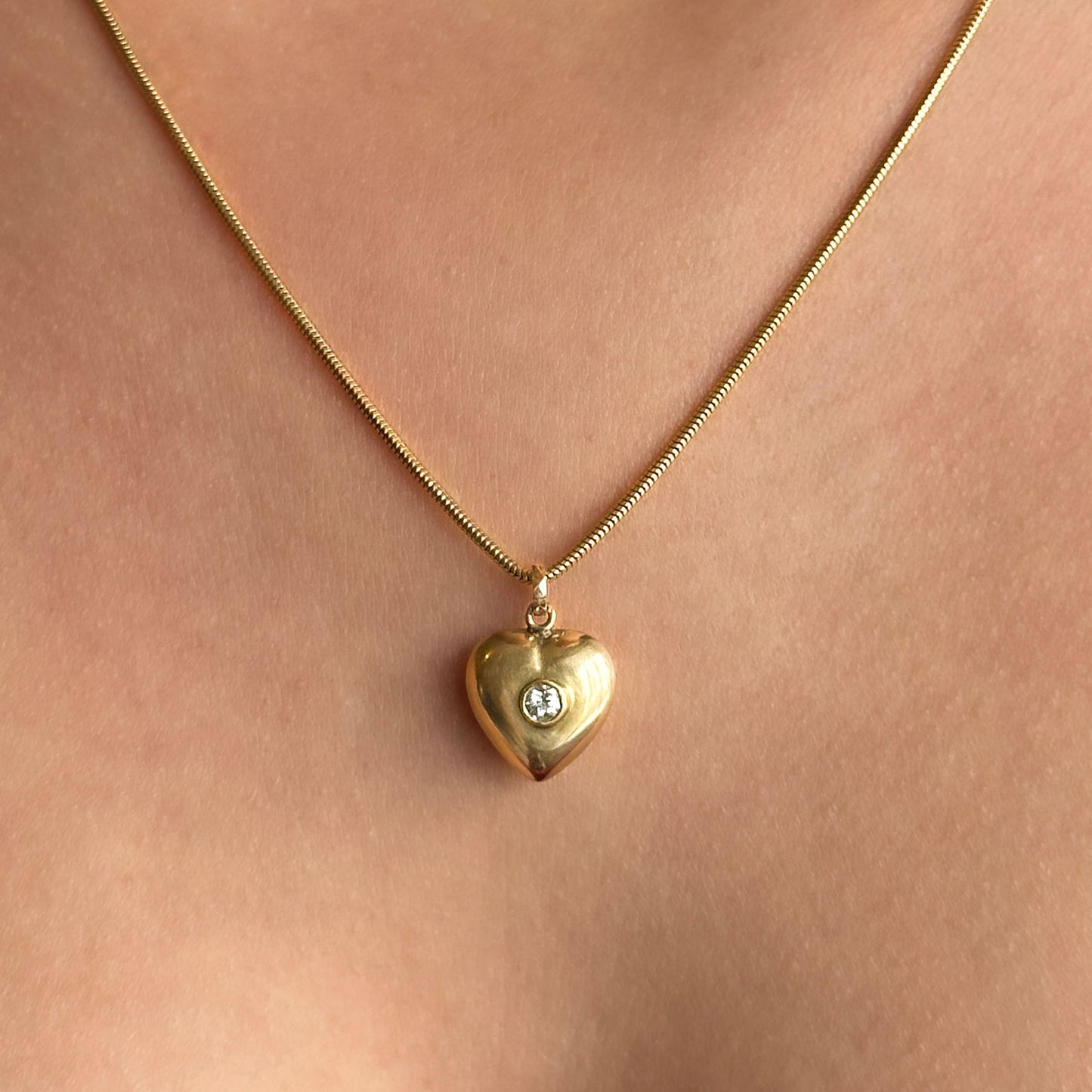 Victorian Antique Old Cut Diamond Set 15ct Gold Heart Locket Pendant