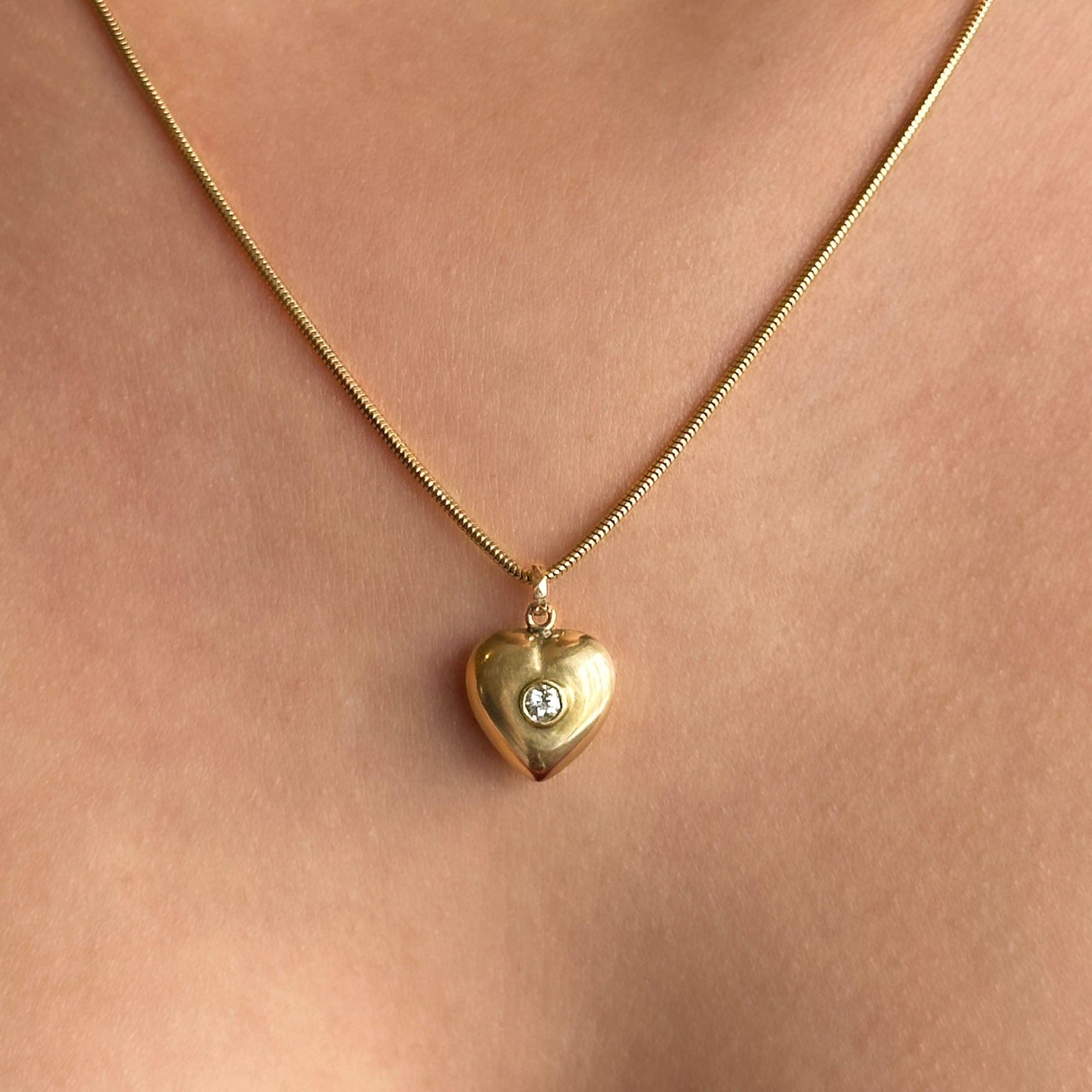 Victorian Antique Old Cut Diamond Set 15ct Gold Heart Locket Pendant