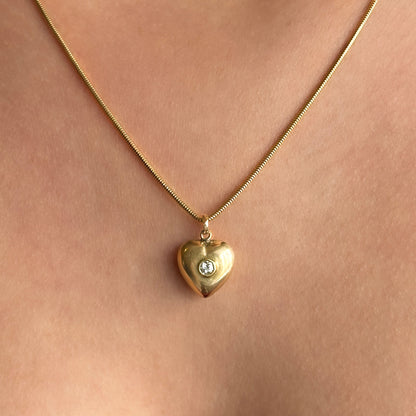Victorian Antique Old Cut Diamond Set 15ct Gold Heart Locket Pendant