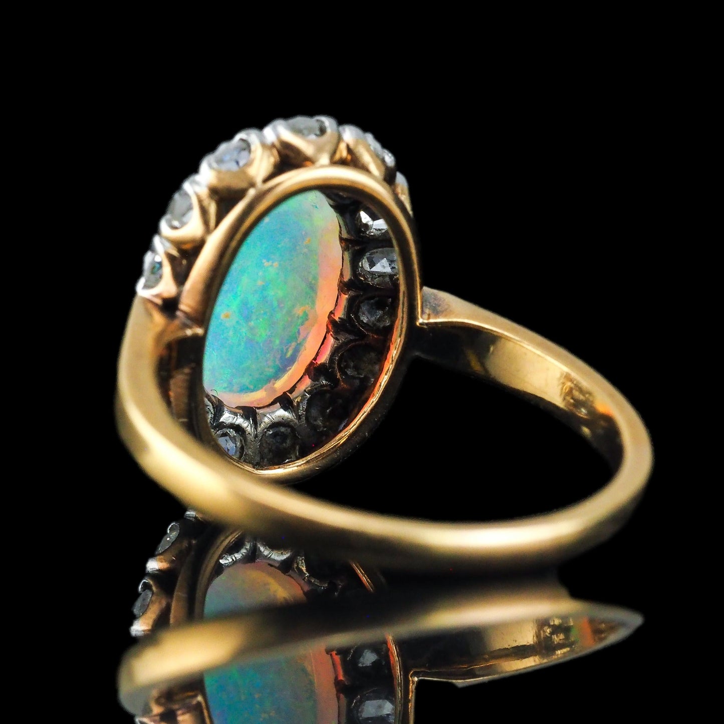 Victorian Antique Opal and Diamond Cluster Engagement Ring