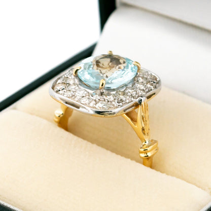 Vintage 2.40cts Aquamarine and Diamond 14k Cluster Ring 16047-8720