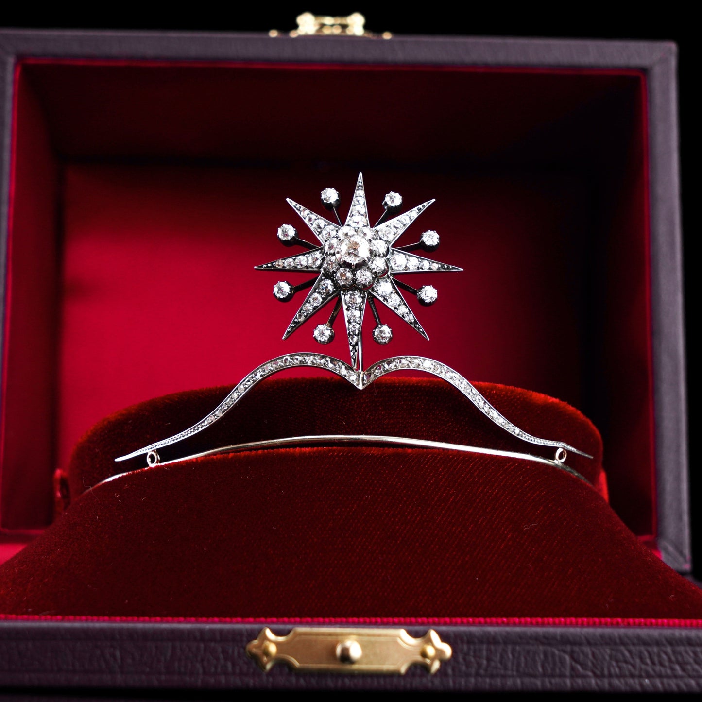 Spectacular Antique Victorian Diamond Tiara with Diamond Star - c.1890