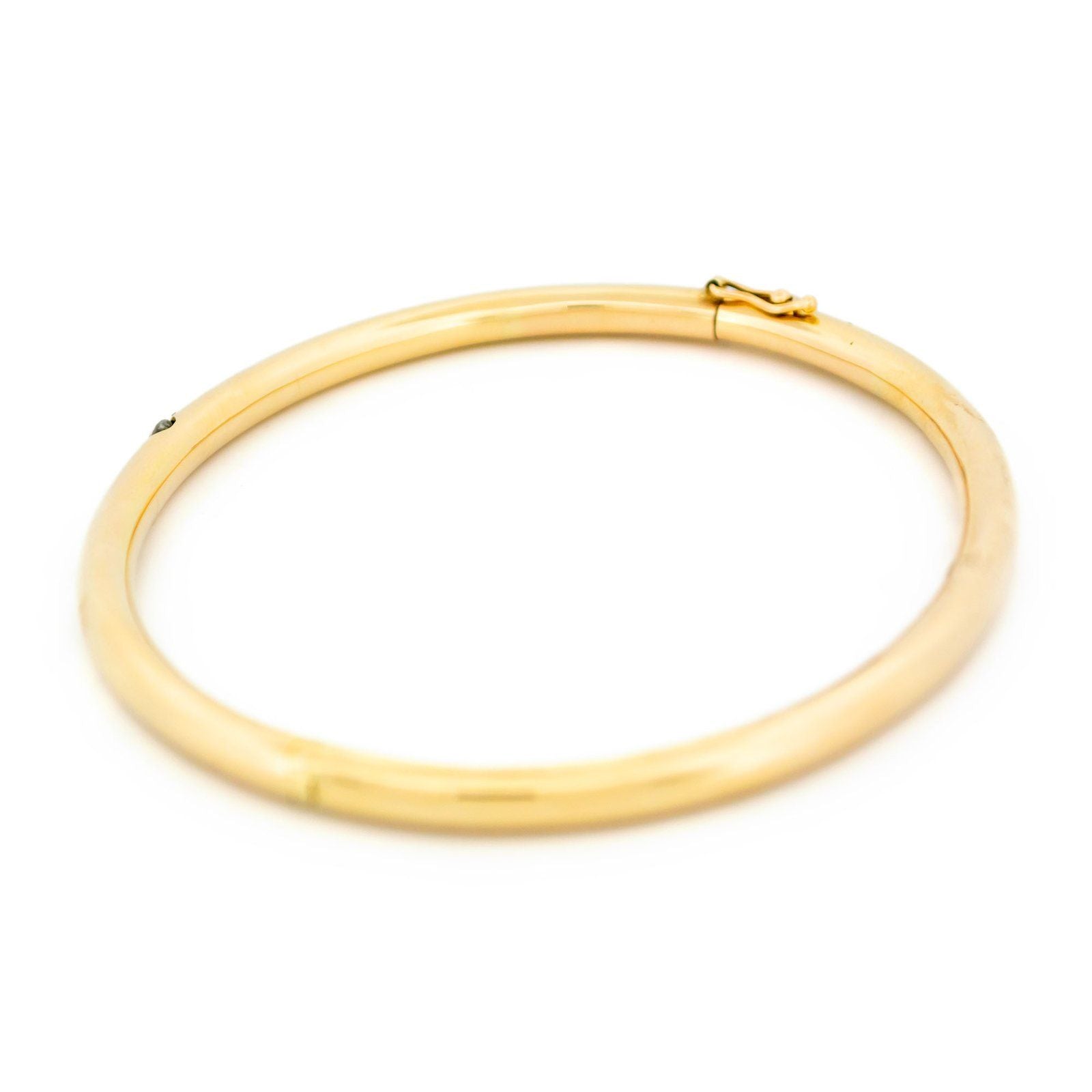 Vintage Diamond Set 14ct Yellow Gold Bangle Bracelet