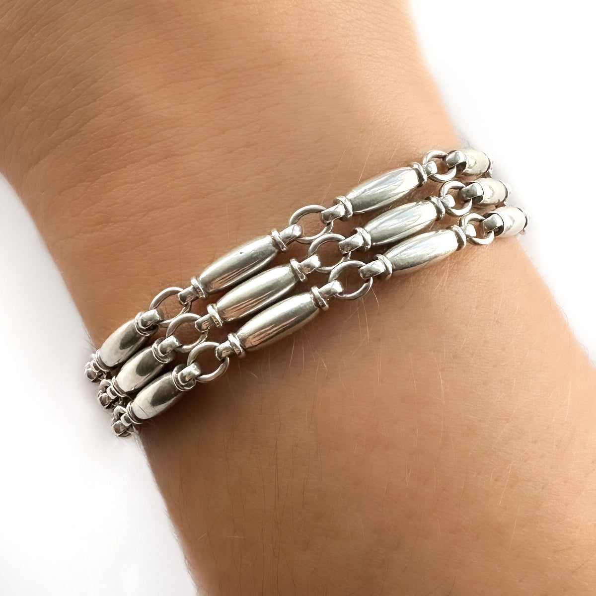 Georg Jensen Triple Layer Necklace And Bracelet Suite