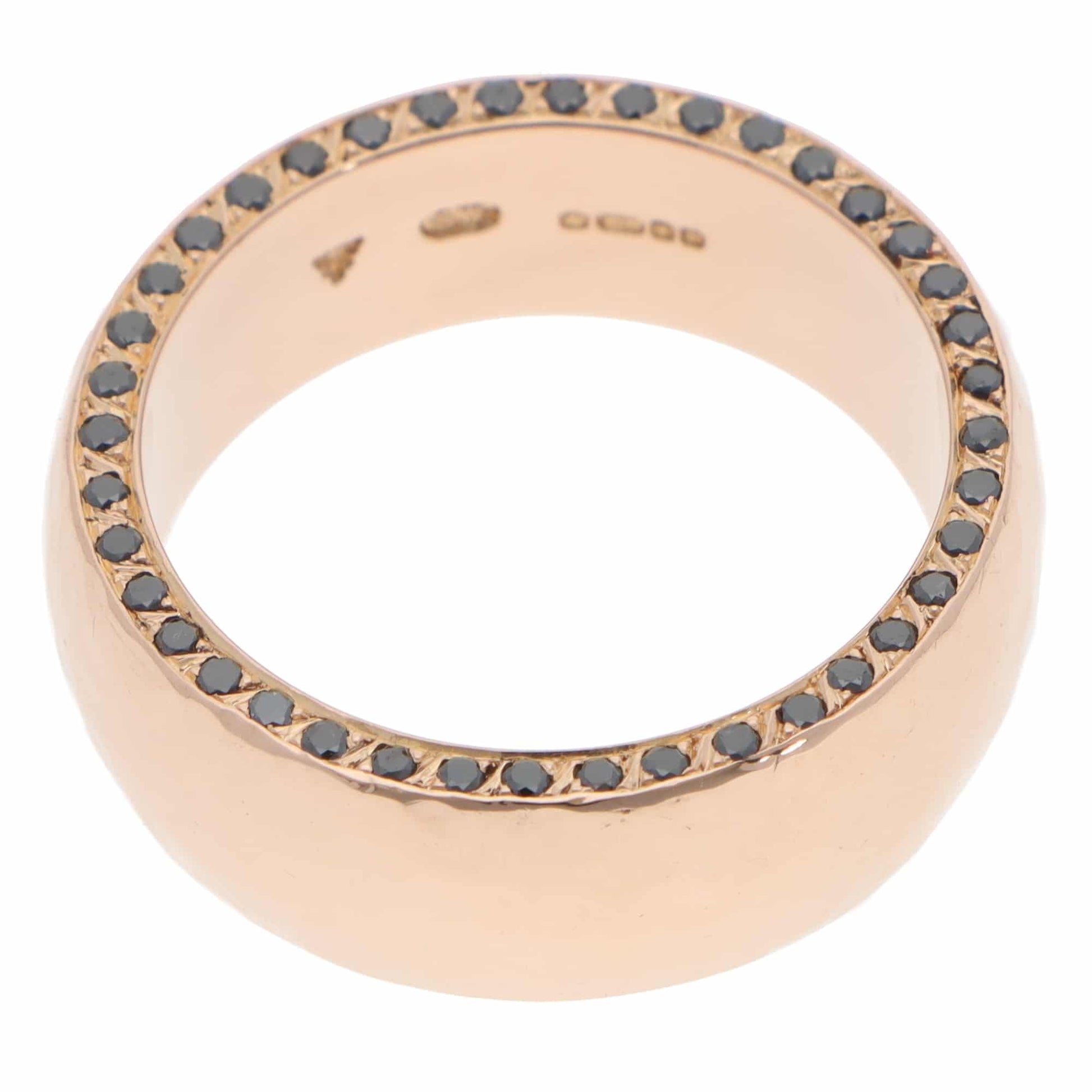Vintage Stephen Webster Black Diamond Set 18ct Rose Gold Wedding Band Ring