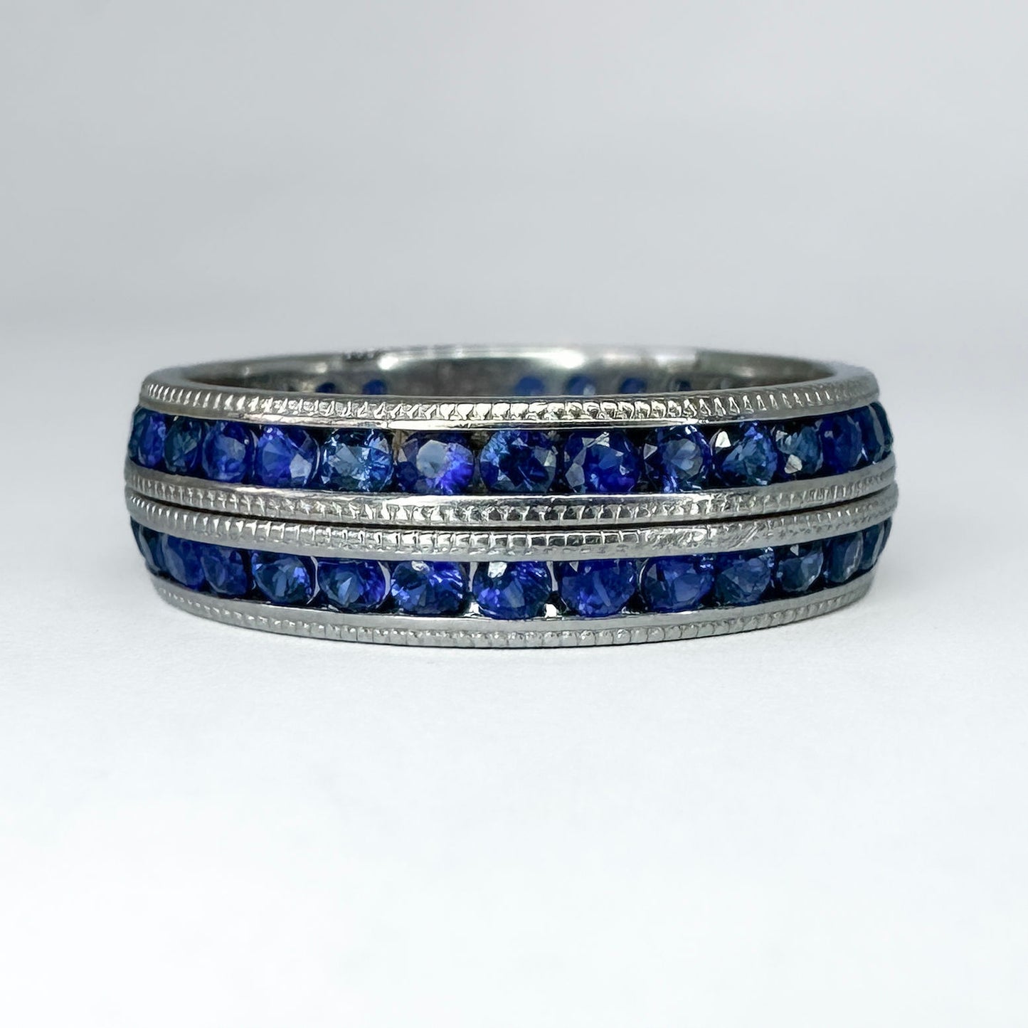 Pair of Vintage Stacking Sapphire Full Eternity Band Rings
