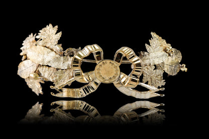 Antique French Silver Crown Wreath Fascinator With Laurel/Acorn Leaves