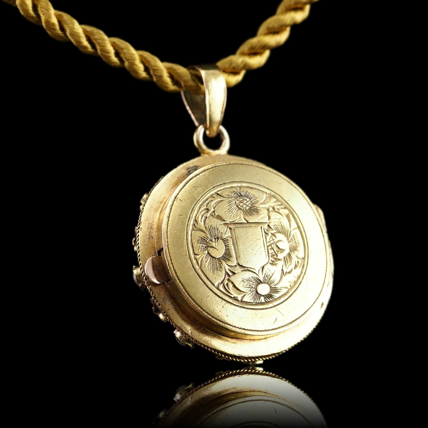 Antique Victorian Diamond & Pearl Star Necklace with Red Rock Crystal Cabochon 15ct Gold - c.1880