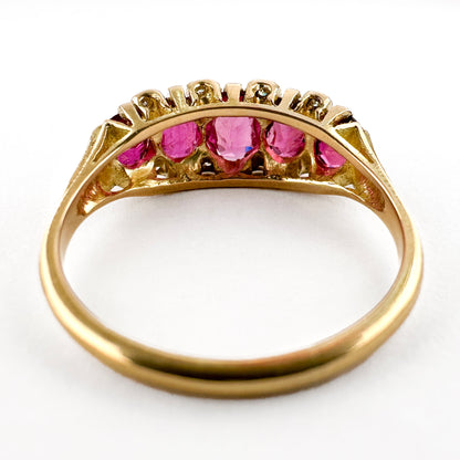 Edwardian 5 Stone Burma Ruby Ring