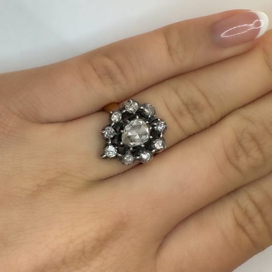 Antique Rose Cut Diamond Cluster Ring