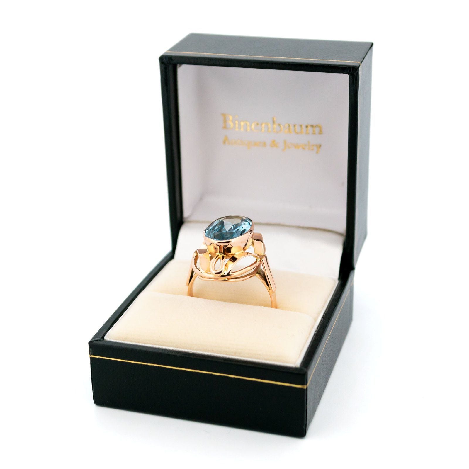 Vintage 14 Carat Yellow Gold Santa Maria Aquamarine Dress Ring, 3.37 Carats
