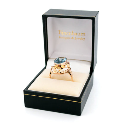 Vintage 14 Carat Yellow Gold Santa Maria Aquamarine Dress Ring, 3.37 Carats