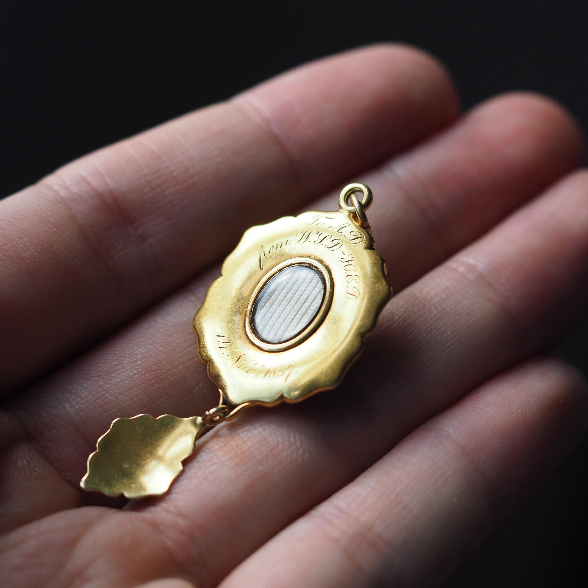 Victorian Antique Garnet Pearl Blue Enamel Holbeinesque Pendant Necklace