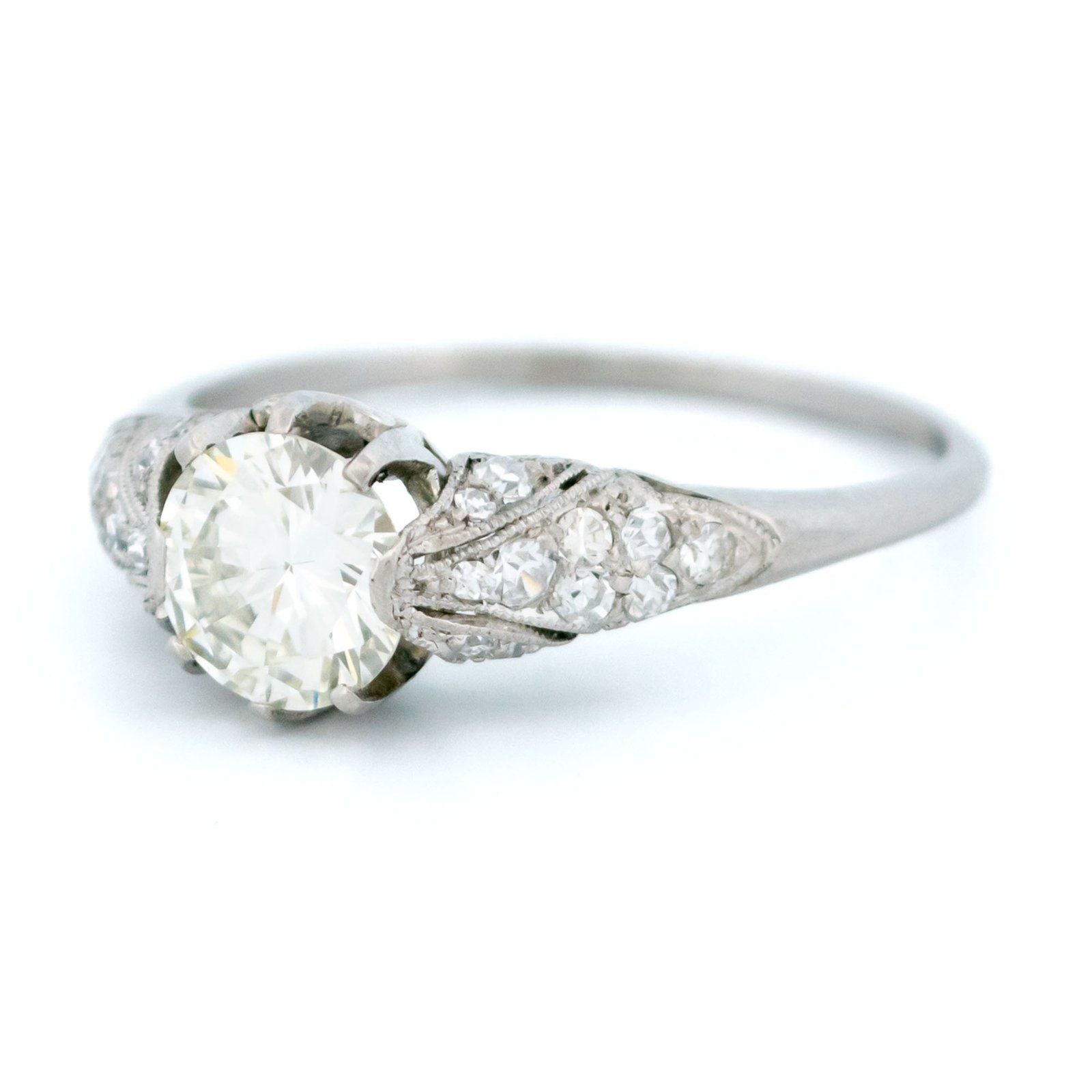 Art Deco 0.94ct Diamond Solitaire Engagement Ring in Platinum