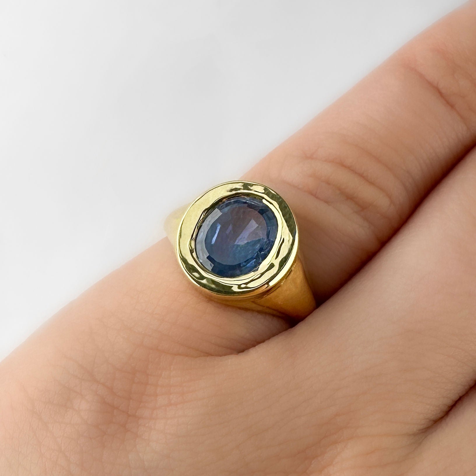 Antique 3ct Oval Natural No Heat Sapphire Signet Ring