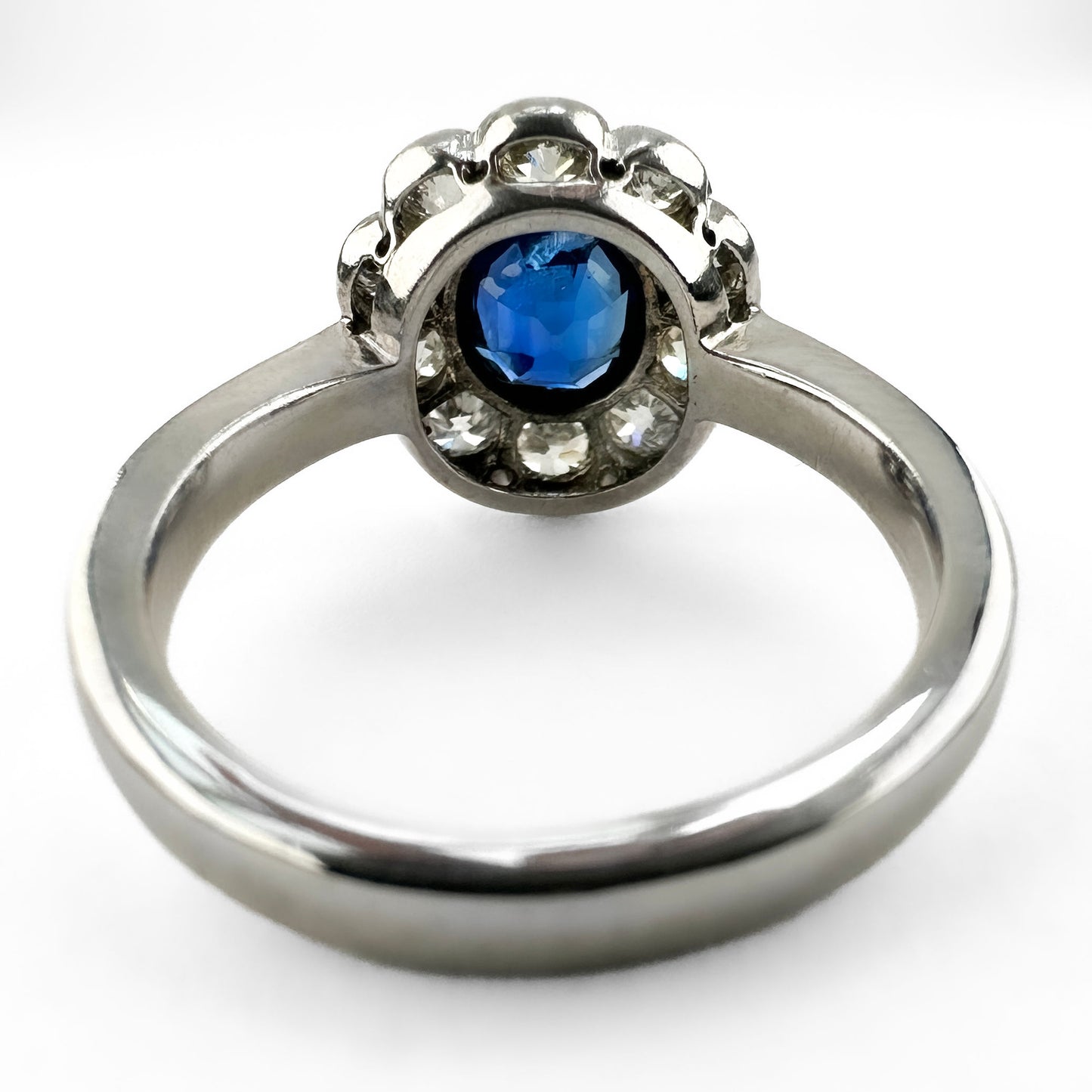Edwardian Ceylon Sapphire &amp; Diamond Cluster Ring