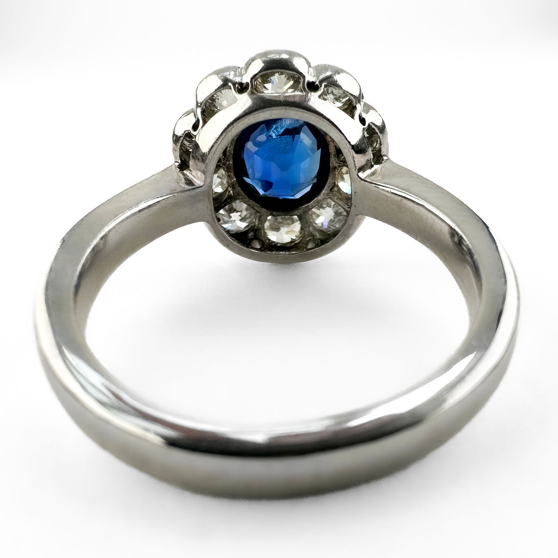 Edwardian Ceylon Sapphire &amp; Diamond Cluster Ring