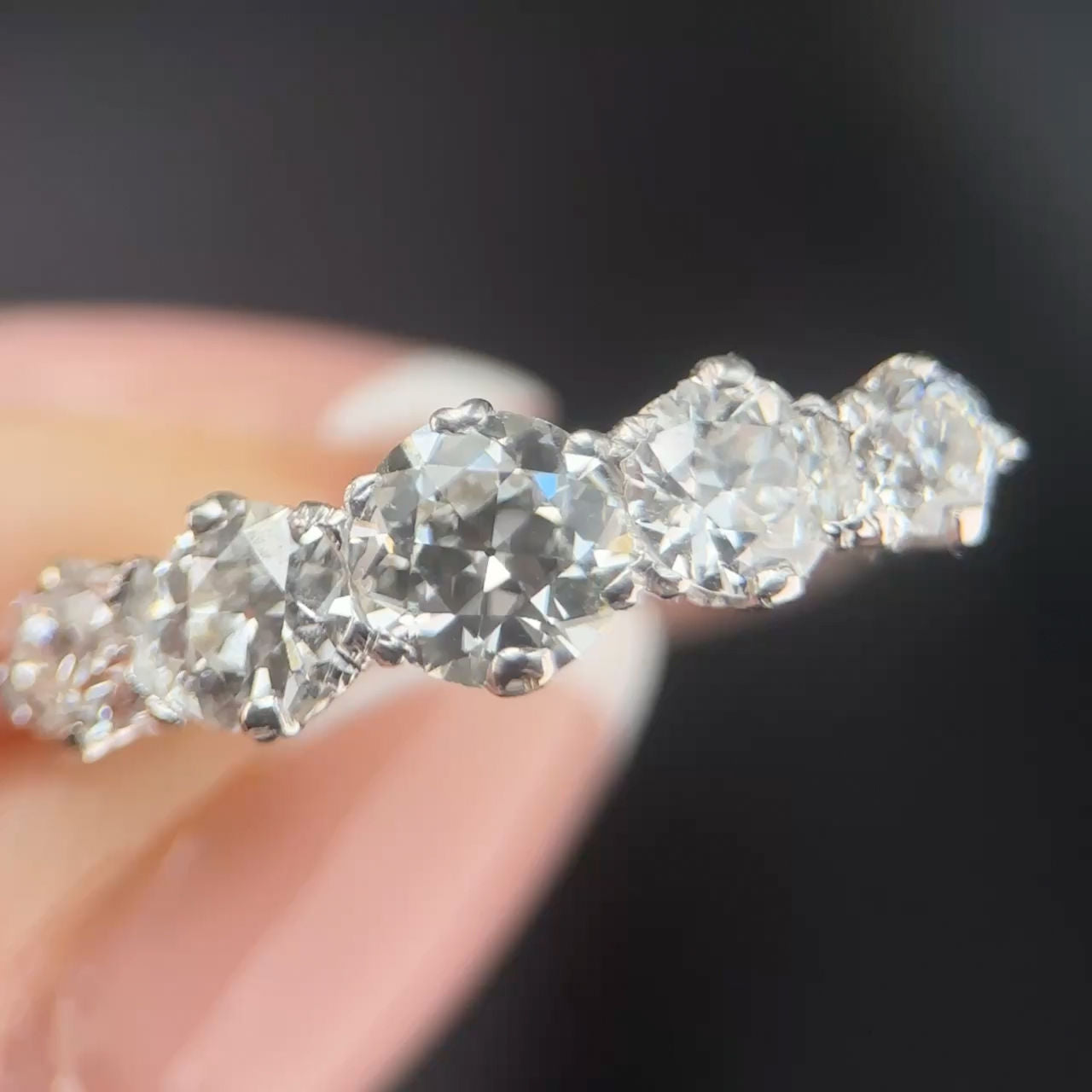 Edwardian Antique Diamond Five Stone Engagement Ring