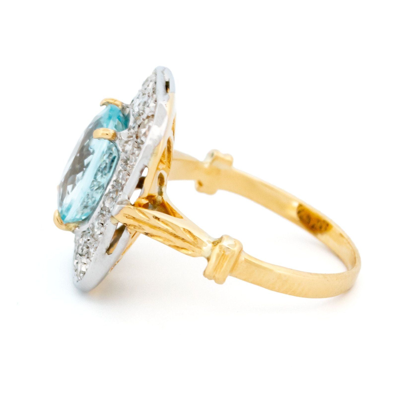 Vintage 2.40cts Aquamarine and Diamond 14k Cluster Ring 16047-8720