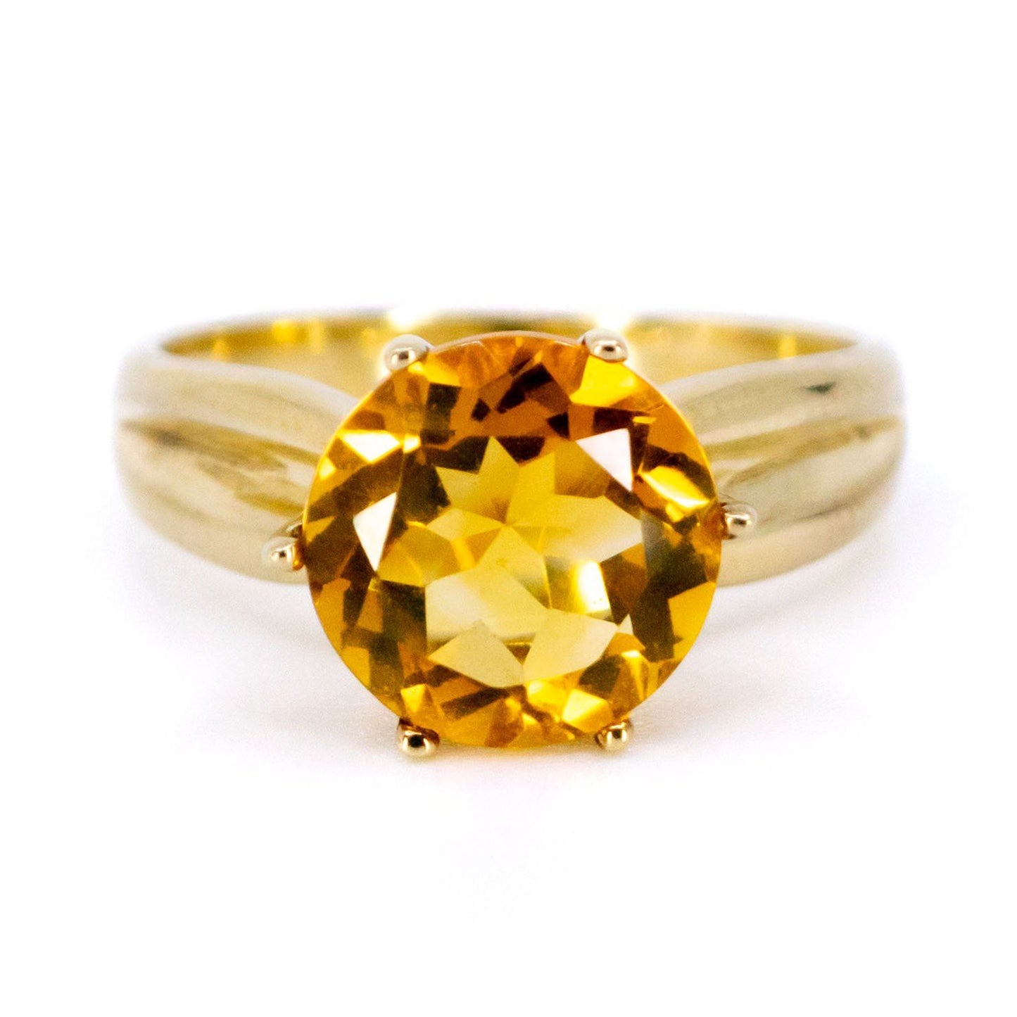Vintage 9 Carat Yellow Gold Citrine Solitaire Ring, 2.50 Carats