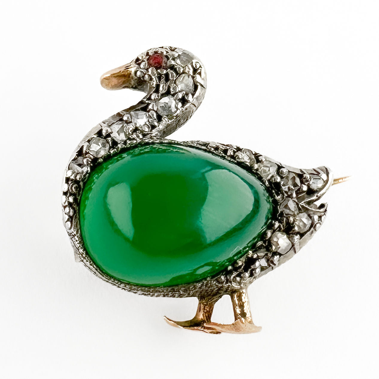 Edwardian Antique Multi Gemstone Duck Brooch
