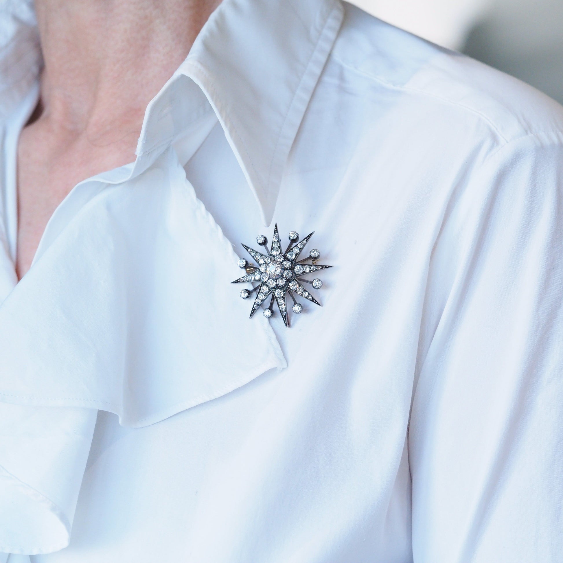 Spectacular Antique Victorian Diamond Tiara with Diamond Star - c.1890