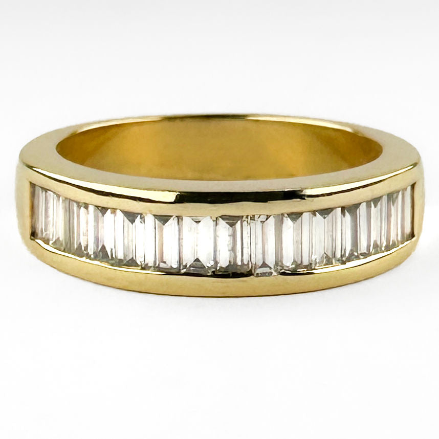 Channel Set 0.75ct Baguette Cut Diamond Half Eternity Band Ring