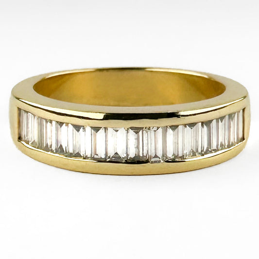 Channel Set 0.75ct Baguette Cut Diamond Half Eternity Band Ring