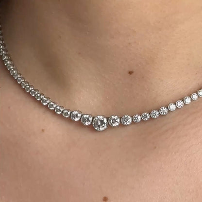 Graduated 12.5ct Diamond Riviera Necklace in Platinum