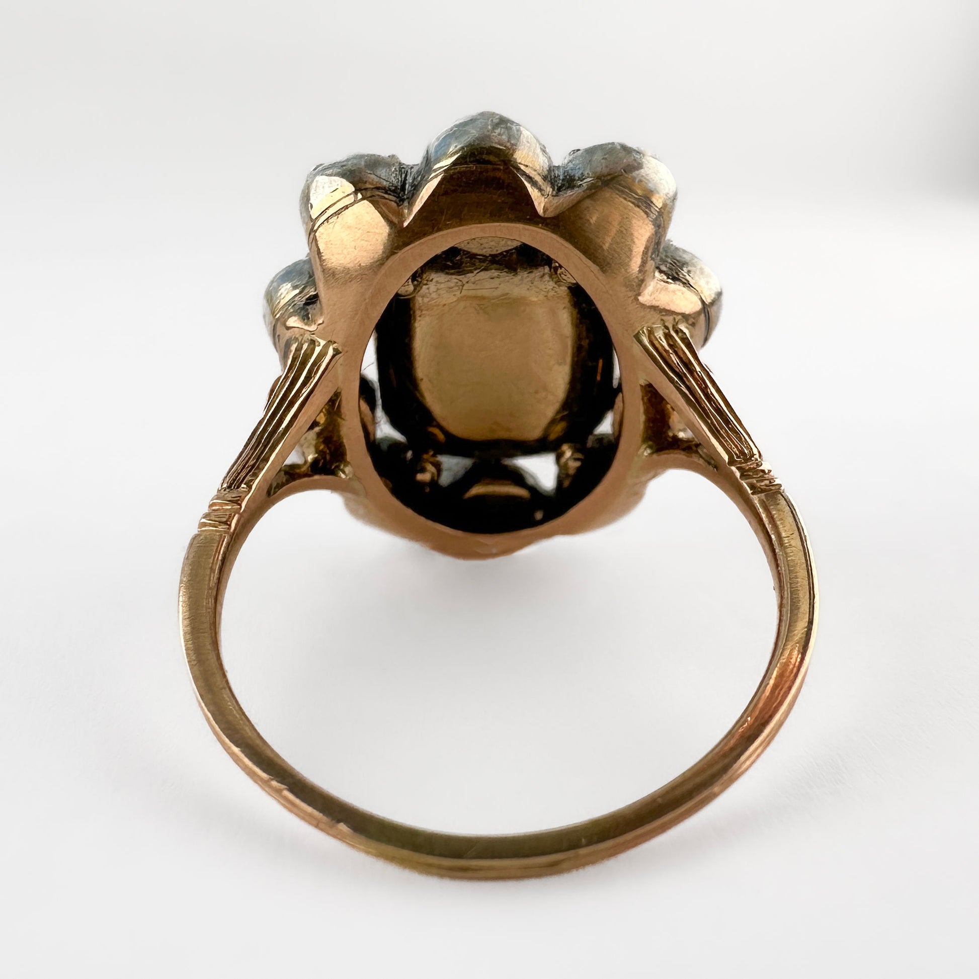 Victorian Antique Emerald and Diamond Cluster Ring