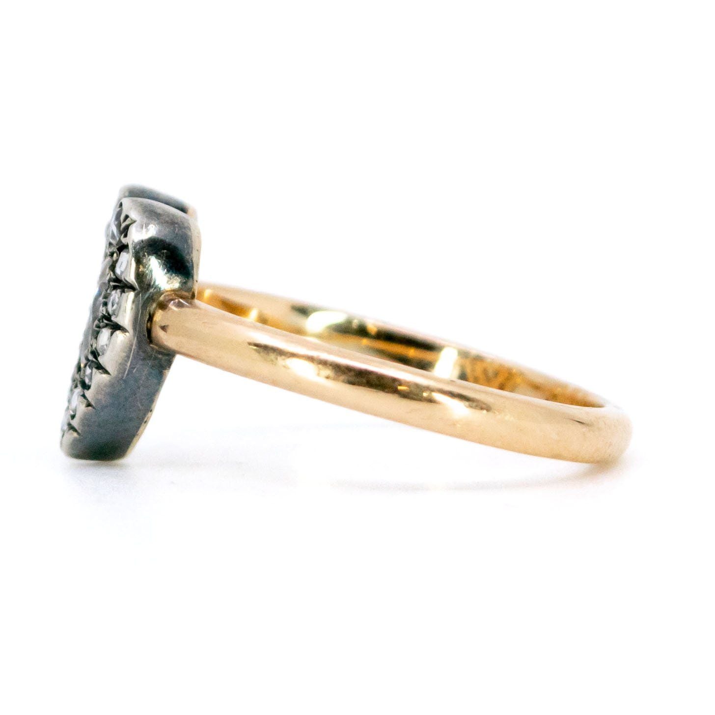 18 Carat Gold and Silver Diamond Heart-Shaped Cluster Ring, 0.30 Carat Centre