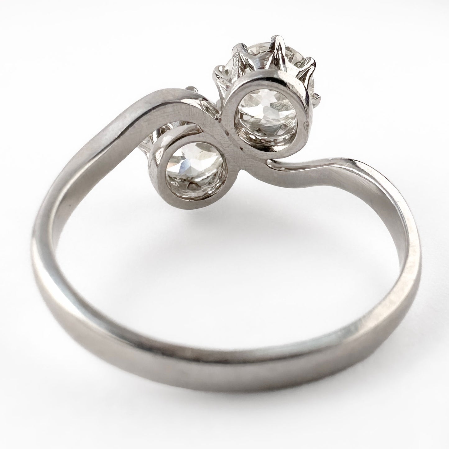 Edwardian 2 Stone Diamond Crossover Ring