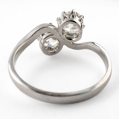 Edwardian 2 Stone Diamond Crossover Ring