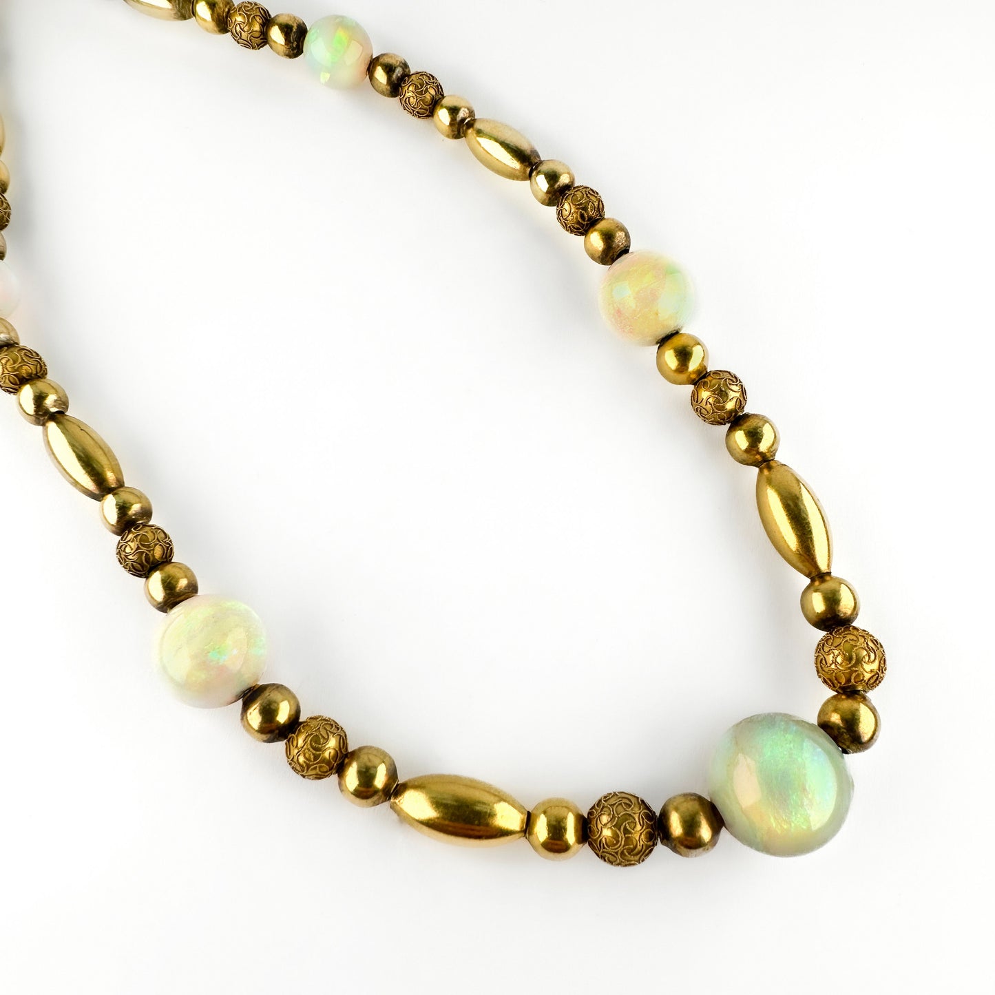 Antique Opal and 18ct Yellow Gold Bead Necklace