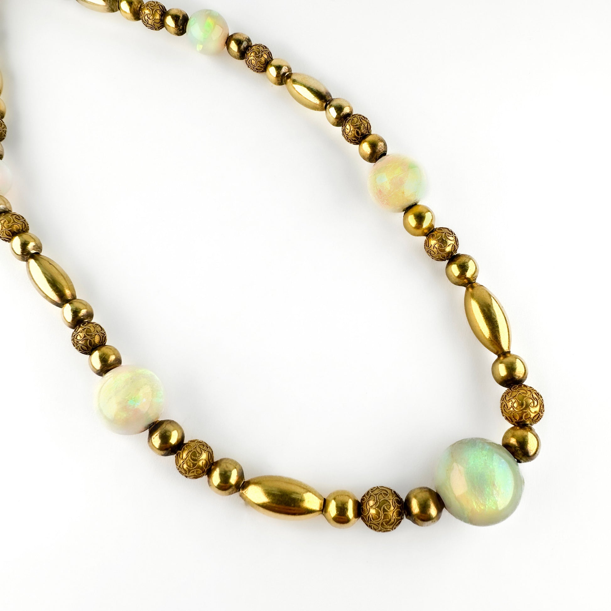 Antique Opal and 18ct Yellow Gold Bead Necklace