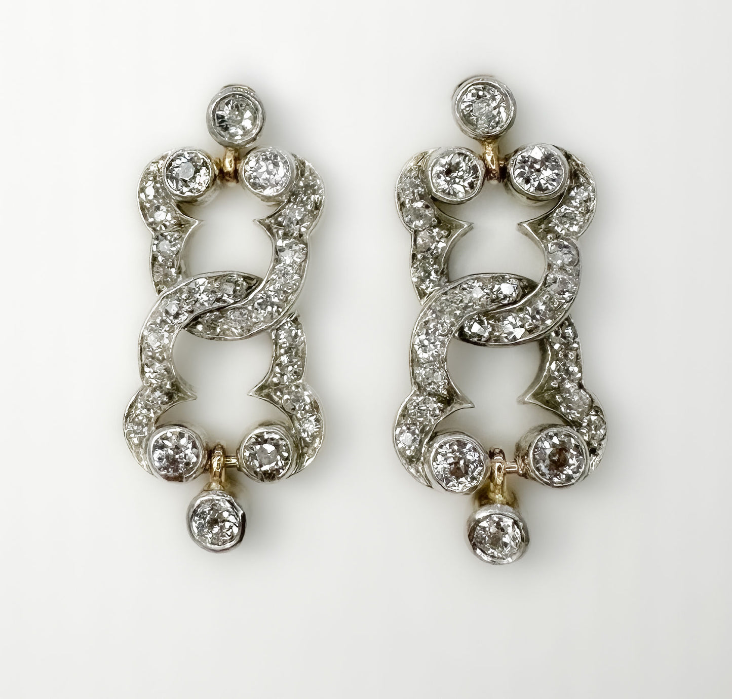 Antique Diamond Rub Over Drop Earrings