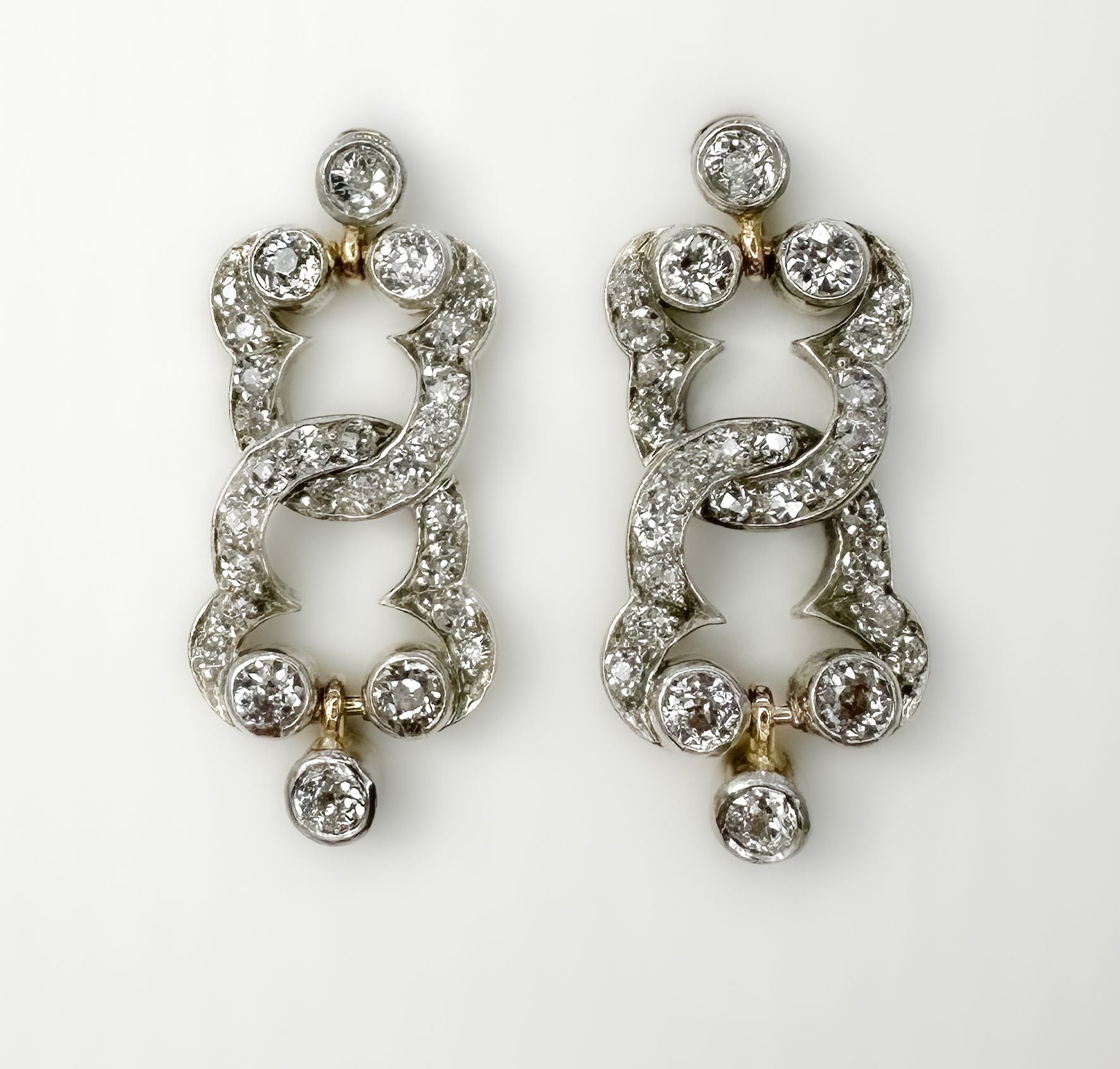 Antique Diamond Rub Over Drop Earrings
