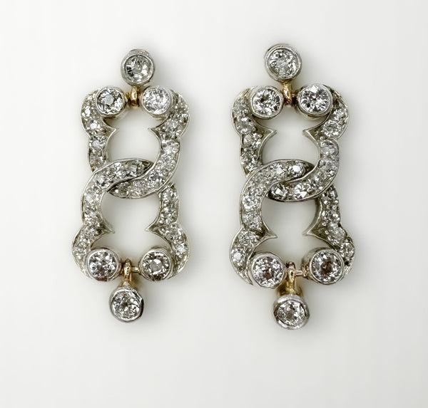 Antique Diamond Rub Over Drop Earrings