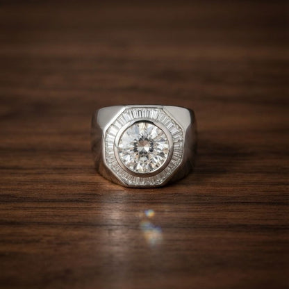Vintage Italian 1940s Retro 2.80ct Diamond Target Cluster Statement Ring