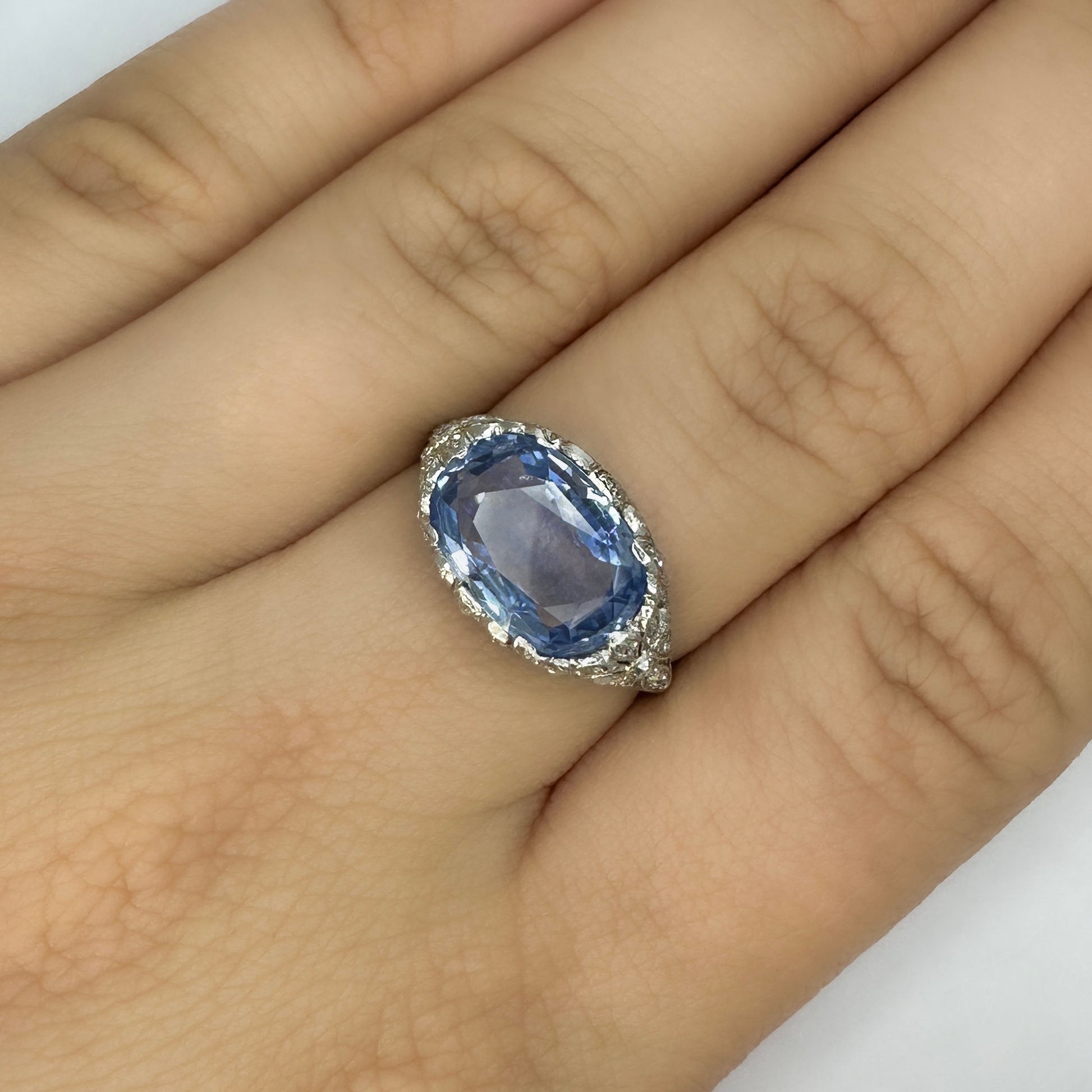 Antique 4ct Sapphire And Diamond Ring
