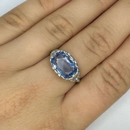Antique 4ct Sapphire And Diamond Ring
