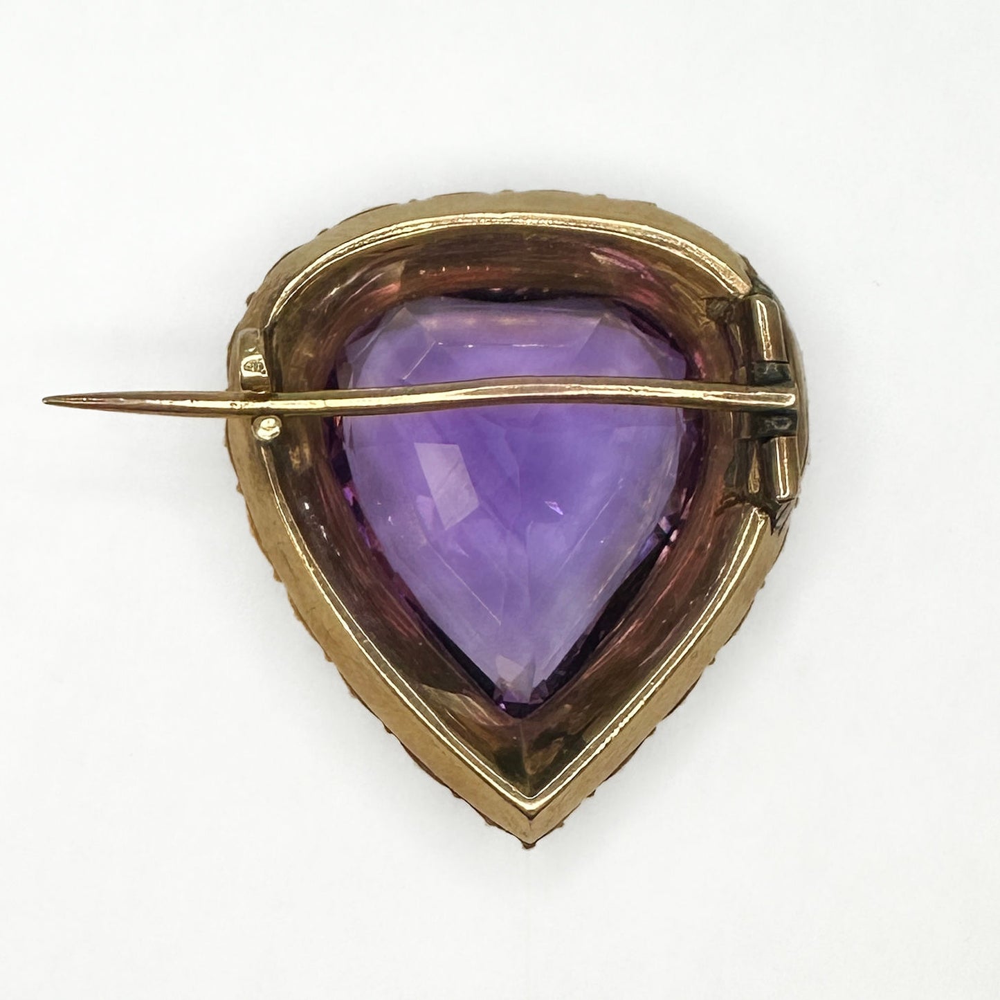 Antique Amethyst And Pearl Heart Brooch