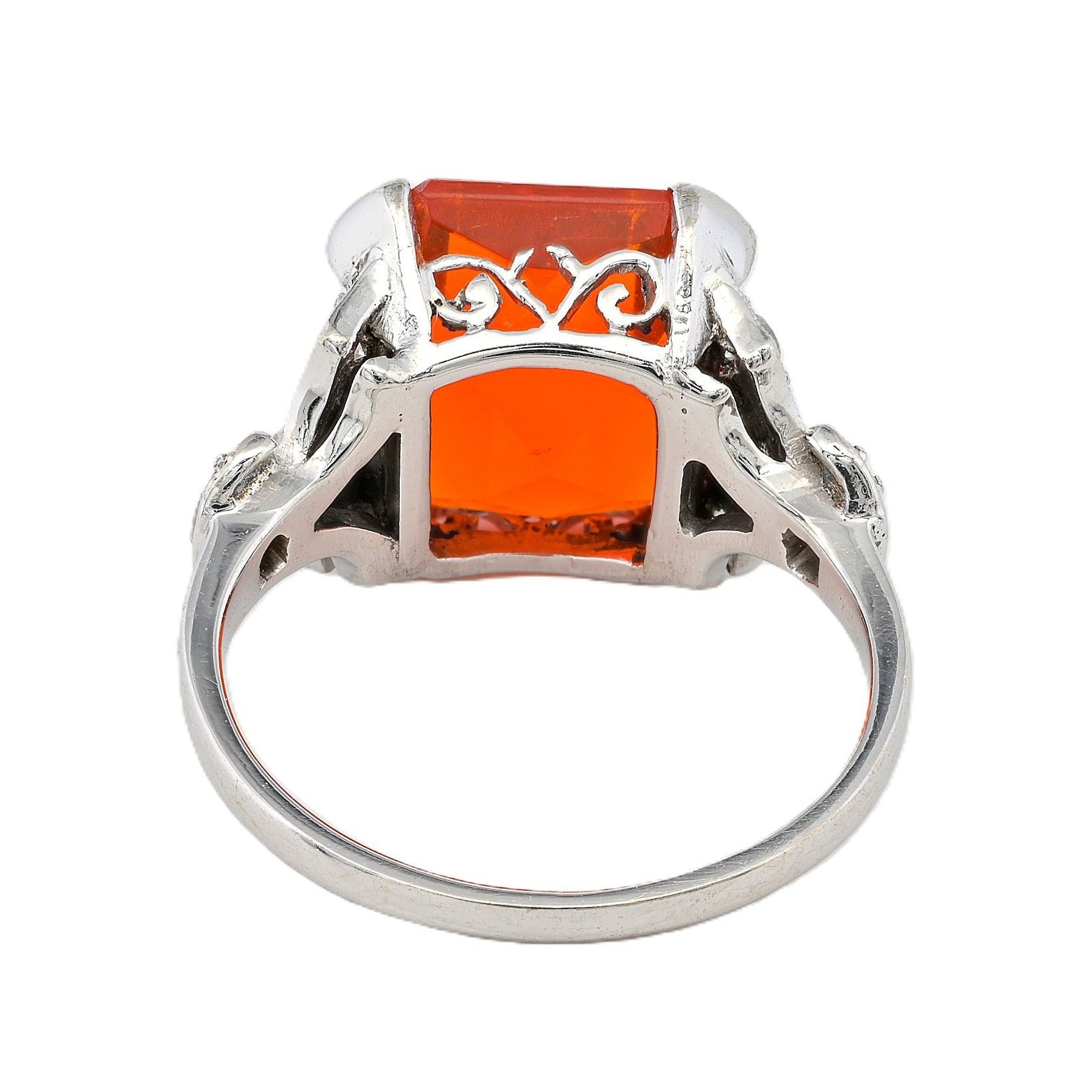 Edwardian Antique 2ct Fire Opal and Diamond Dress Ring