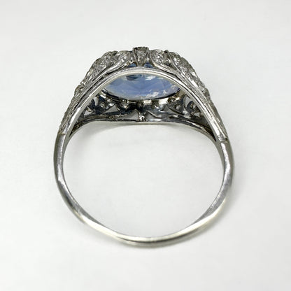 Antique 4ct Sapphire And Diamond Ring