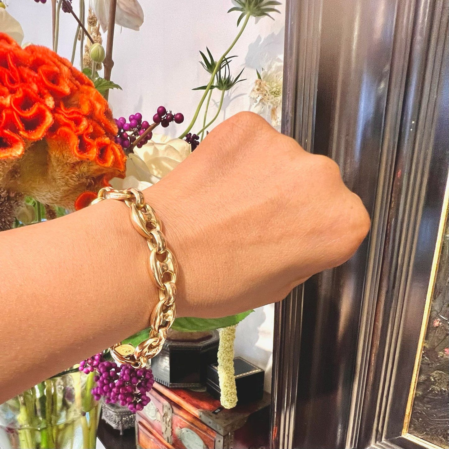 Vintage 18ct Yellow Gold Coffee Bean Link Bracelet